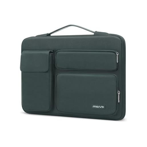 MOSISO custodia borsa porta pc 13-13,3 pollici compatibile con mac. Book air/pro, compatibile con mac. Book pro 14 m3 m2 m1, lato aperto borsa con 2 alzato&1 flapover tasche&cintura, verde smeraldo