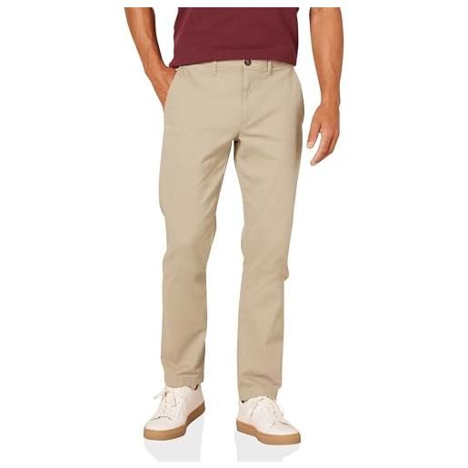 Amazon Essentials pantaloni chino elasticizzati casual vestibilità aderente uomo, kaki scuro, 32w / 29l