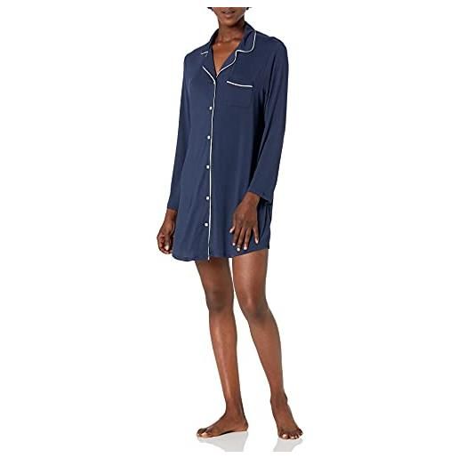 Amazon Essentials camicia da notte con bordi tubolari (taglie forti disponibili) donna, blu marino slavato, s