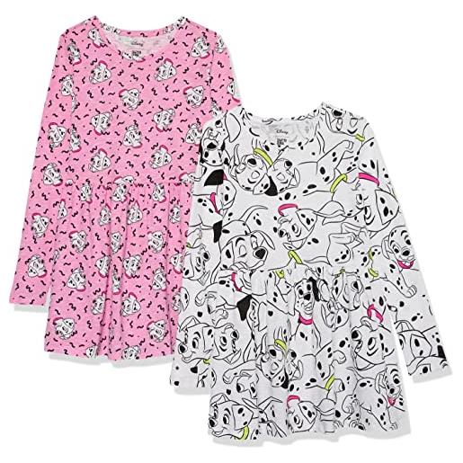 Amazon Essentials disney | marvel | star wars | frozen | princess abiti da gioco a maniche lunghe in maglia (precedentemente spotted zebra) bambine e ragazze, pacco da 2, dalmata, 6-7 anni