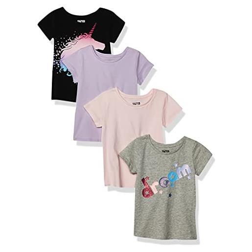 Amazon Essentials t-shirt a maniche corte (precedentemente spotted zebra) bambine e ragazze, pacco da 3, bianco/nero/rosa, 4 anni