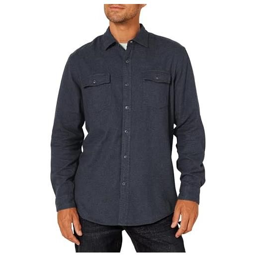 Amazon Essentials camicia in flanella vestibilità regolare a maniche lunghe con due tasche uomo, carbone puntinato, xs