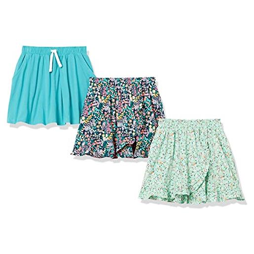 Amazon Essentials gonne pantalone in maglia bambine e ragazze, pacco da 3, rosa floreale, 8 anni