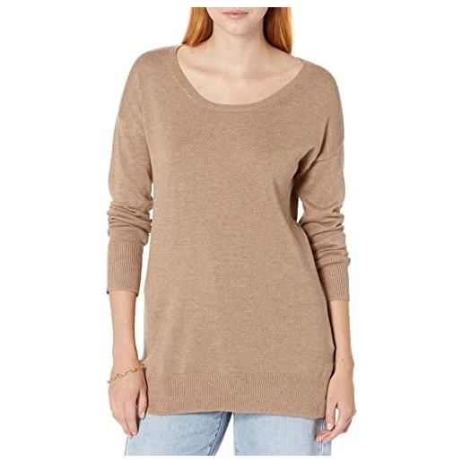 Amazon Essentials maglione a tunica leggero a maniche lunghe girocollo (disponibile in taglie forti) donna, carbone puntinato, xs