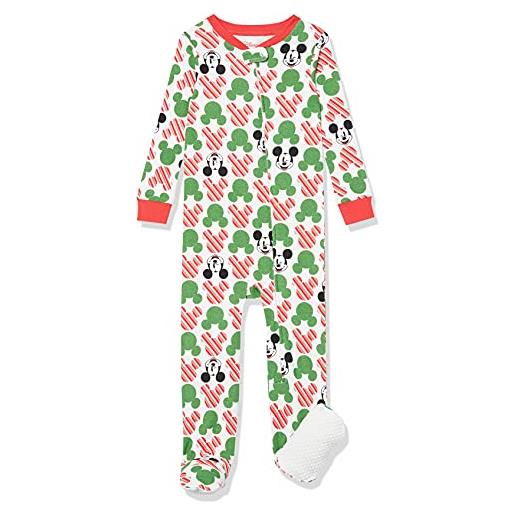 Amazon Essentials disney | marvel | star wars set di pigiama da notte attillati in cotone unisex bimbi, mickey holiday - footed sleeper, 24 mesi
