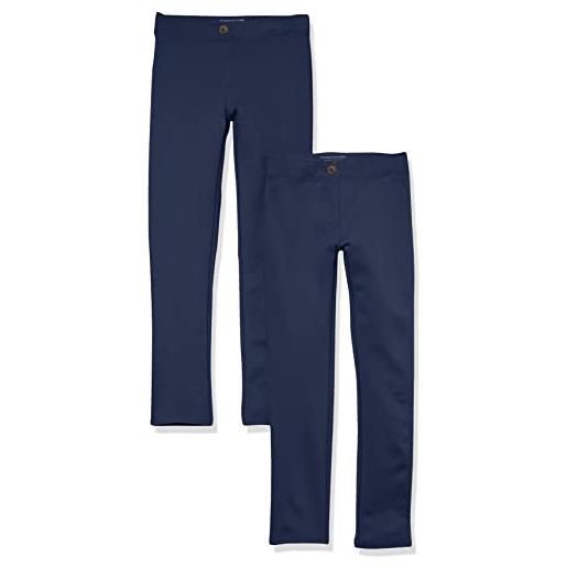 Amazon Essentials pantaloni uniformi in maglia ponte aderenti bambine e ragazze, pacco da 2, blu marino, 5 anni