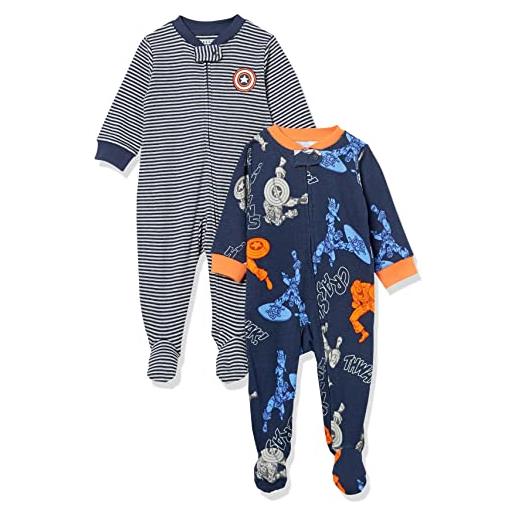 Amazon Essentials marvel set pigiama da notte unisex bimbi, pacco da 2, 2-pack marvel captain america - sleep & play, 3-6 mesi