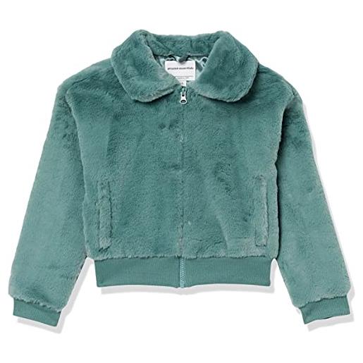 Amazon Essentials giacca in finta pelliccia bambine e ragazze, verde, 6-7 anni