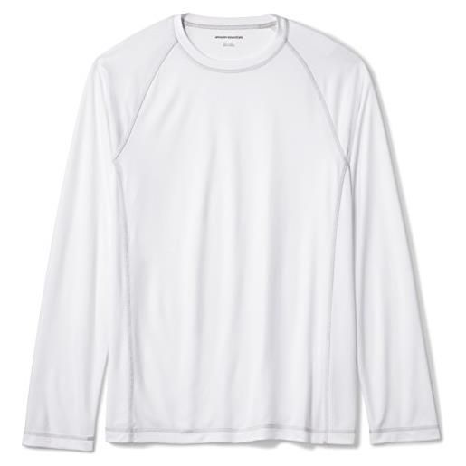 Amazon Essentials costume a t-shirt ad asciugatura rapida a maniche lunghe uomo, bianco, l
