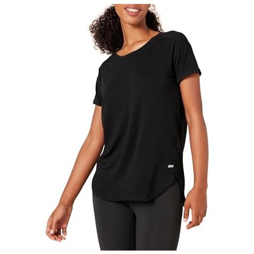 Amazon Essentials t-shirt girocollo leggera studio con vestibilità comoda (disponibile in taglie forti) donna, nero, s