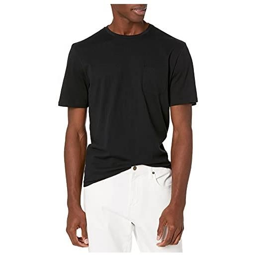 Amazon Essentials maglietta girocollo a maniche corte con taschino uomo, pacco da 2, nero, s