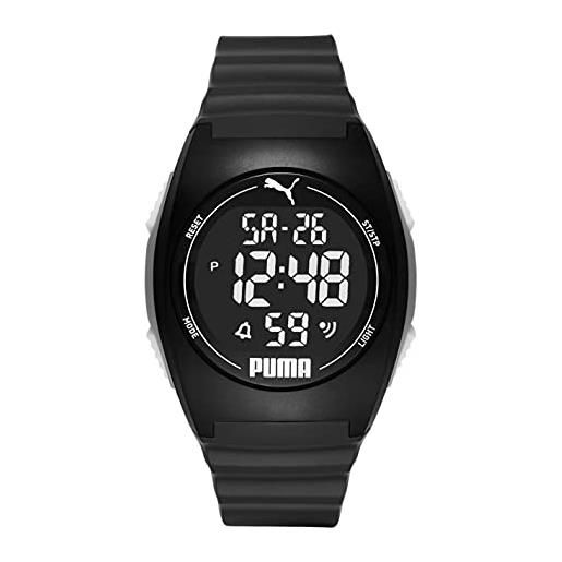 Puma orologio unisex puma 4, movimento digitale, cassa in poliuretano nero 44 mm con cinturino in poliuretano, p6015