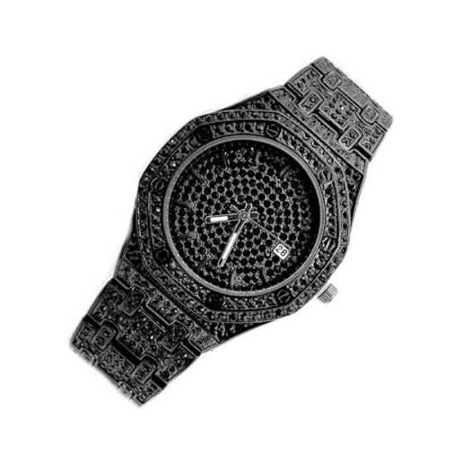 OISE ART STORE trade shop - orologio polso zcc octagon quarzo acciaio moda brillantini data analogico nero