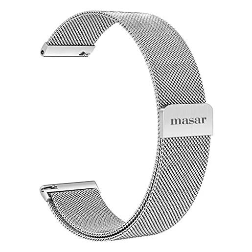 masar 20mm argento cinturino per orologio magnetico argento maglia milanese - magnet mesh strap, band, bracelet multibrand 20 mm mag silver