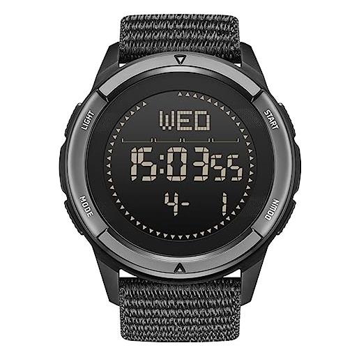 TPWEWRX uomo sport all'aperto orologio digitale con cassa in fibra di carbonio retroilluminazione a led 50m impermeabile orologio tattico orologi militari bussola intelligente orologio da polso (black)