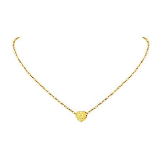 FindChic collana iniziale placcato oro 18k acciaio inossidabile collana l donne ragazza piccola heart necklace