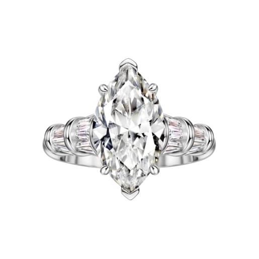 Michooyel s925 anello di fidanzamento con taglio marquise da 6 ct anello di fidanzamento con zirconi cubici anello di promessa di matrimonio fede nuziale in argento sterling per le donne