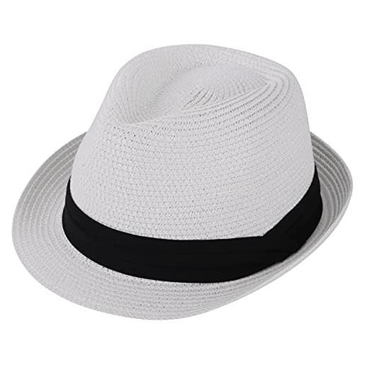 Simplicity - cappello estivo da spiaggia a tesa corta, da uomo e donna, in paglia, bianco imballabile, s/m