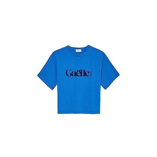 Gaelle paris t-shirt donna gbdp16709 tshirt mezza manica in cotone con dettaglio cut out posteriore (1, blu cobalto)