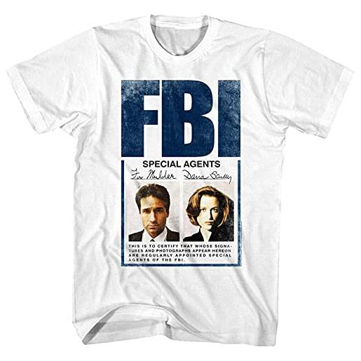 HOUYI the x files fbi special agents mulder dana scully mens t shirt id photograph white l