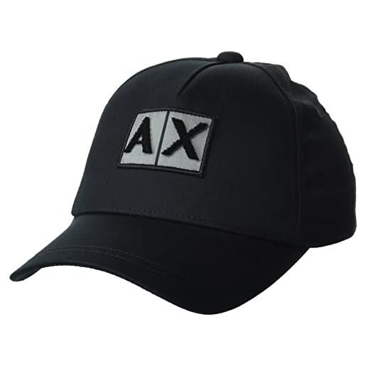 Emporio Armani armani exchange berretto con logo floccato cappellino da baseball, nero, taglia unica uomo