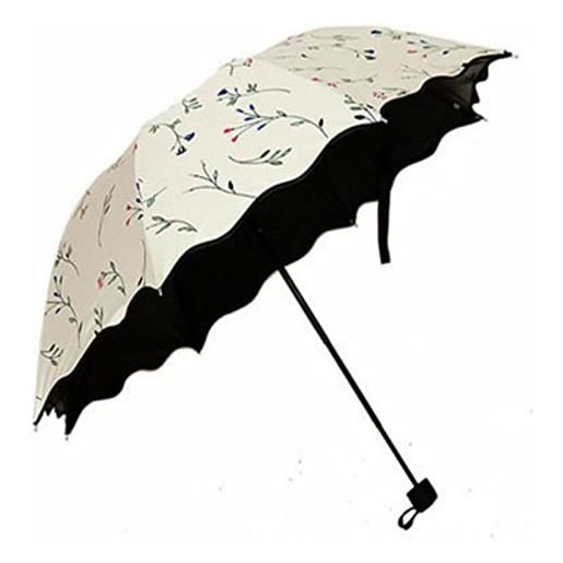BUCROS ombrello pieghevole bellissimi fiori ombrello mashion glitter colore che cambia donne ombrellas blossom girl sun parasol gift-white