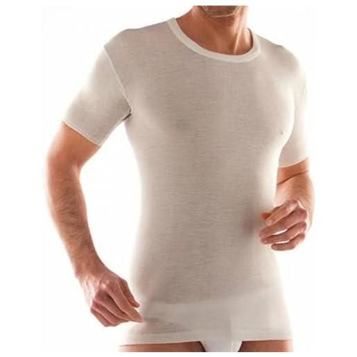 Liabel maglietta intima uomo lana cotone 65% lana offerta 3-4-6 pezzi scollo v maglia intima uomo termica invernale 5321 (3 pezzi bianco lana, l)