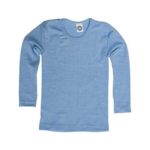 Cosilana camicia per bambini, 45% cotone organico, 35% lana organica, 20% seta (10 anni, blu screziato)