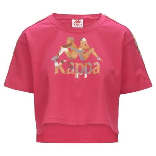 Kappa 222 banda vapua graphiktape - t-shirts. Top - t-shirt - donna - fuchsia bright rose-white-beige