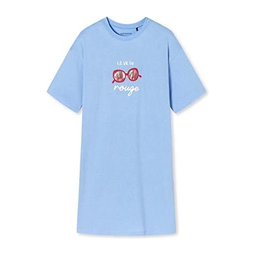 Schiesser camicia da notte manica, stampa blu chiaro, 176 cm bambine e ragazze