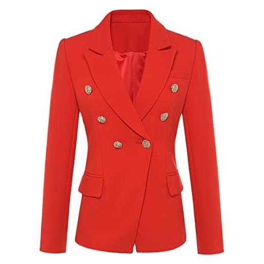 keusyoi moda autunno donna casual button blazer donna doppio petto blazer giacca rosso cappotto, rosso, 34