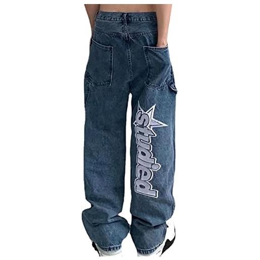 MUMIAO jeans hip-hop per uomo, jeans cargo casual da uomo, pantaloni stile hip-hop y2k streetwear per gare su strada, viaggi, feste, vacanze