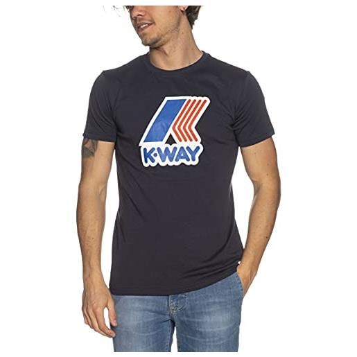 K-Way uomo t-shirt pete macro slim fit, blu, x-large