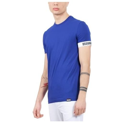 DSQUARED2 t-shirt uomo blu t-shirt casual con fascia logata
