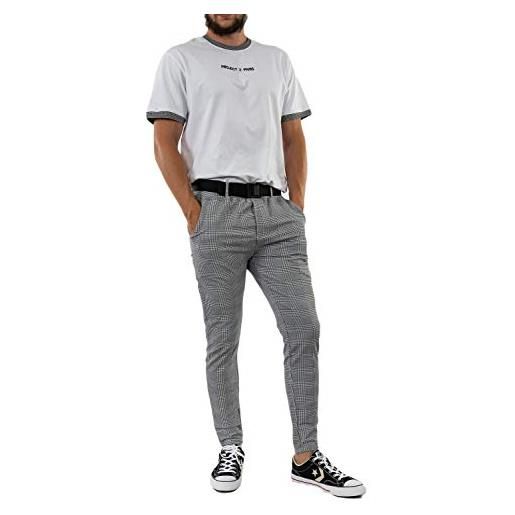 Project X Paris - pantaloni a quadretti con cintura, da uomo grigio l