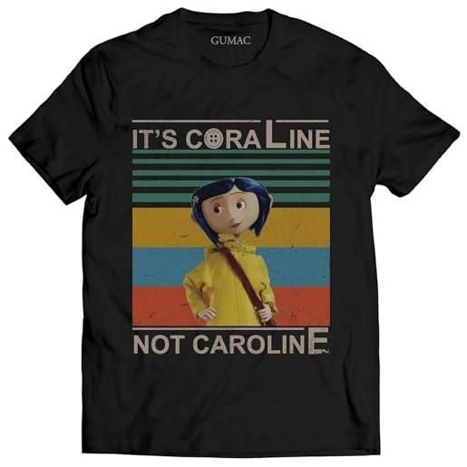 Adu maglietta vintage divertente con scritta it's coraline not caroline, nero , m