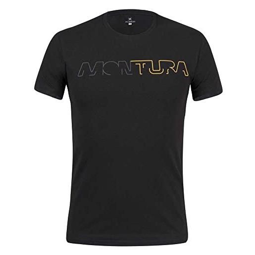 MONTURA brand t-shirt maglia uomo maniche corte in cotone - colore nero/oro (s)