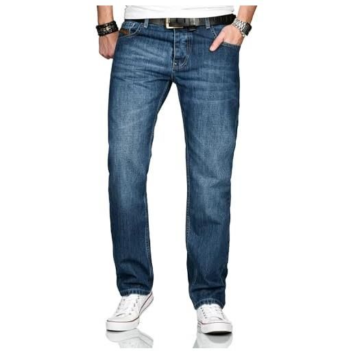 Alessandro salvarini jeans da uomo comfort fit gamba dritta, comodi jeans denim, azzurro, 44w x 38l