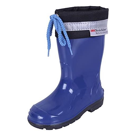 Lemigo unisex bambini stivali in gomma con polsino stivali da pioggia scarpe da pioggia kim 20-35 eu (blu, 23)