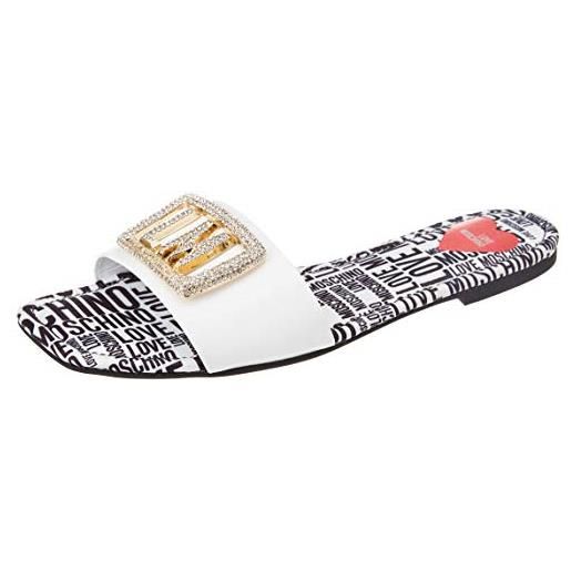 Love Moschino, sandali da donna, collezione primavera estate 2021, bianco, 41 eu