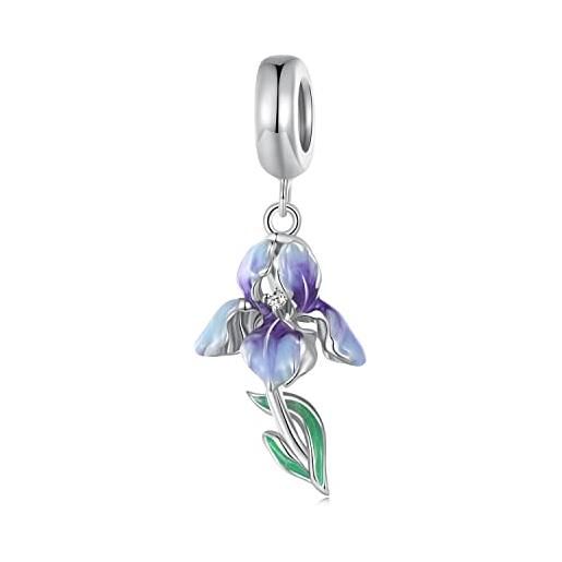 Teleye fascino pendente iris fascino in argento sterling 925 adatto per collana bracciale pandora, bsc815