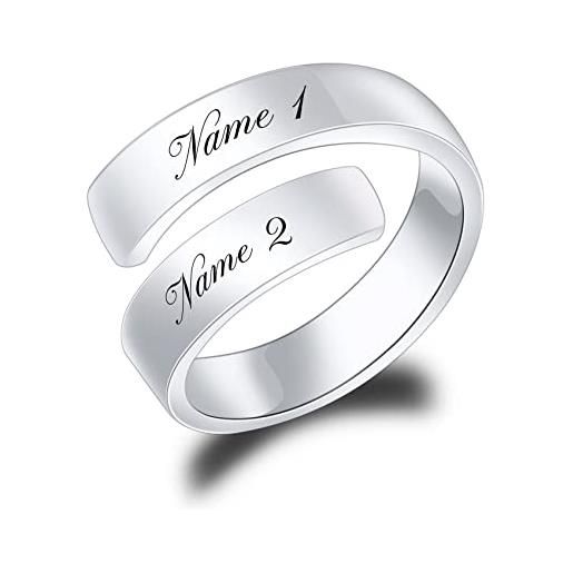 MunkiMix anello di nome personalizzato per donne anello inciso a spirale regolabile in argento sterling per madre moglie figlia