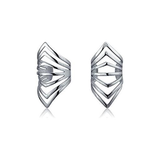 Bling Jewelry minimalista geometrico chevron cartilage ear cuffs clip wrap helix non pierced orecchini. 925 sterling silver