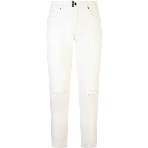 GAëLLE PARIS jeans bianco con mini logo per uomo