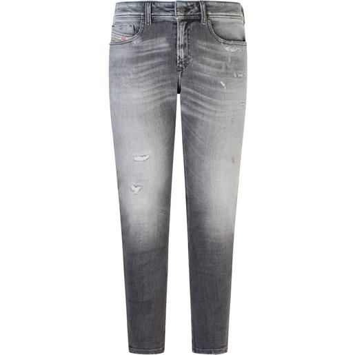 DIESEL jeans grigio con mini logo per uomo