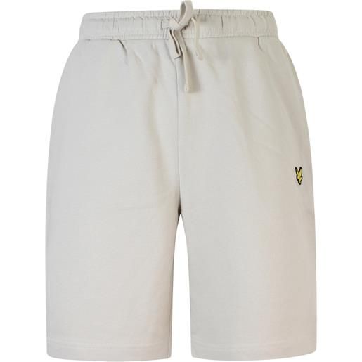 LYLE E SCOTT shorts beige in felpa con mini logo per uomo