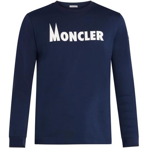 Moncler t-shirt a maniche lunghe con stampa - blu