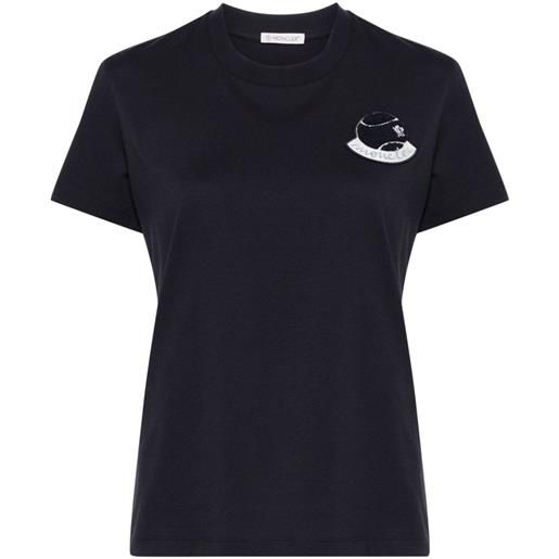 Moncler t-shirt con applicazione logo - blu