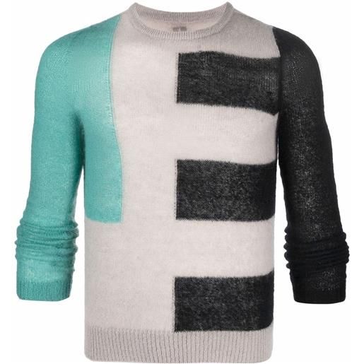 Rick Owens maglione a righe con design color-block - grigio