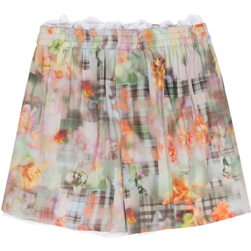 Collina Strada floral-print chiffon shorts - toni neutri